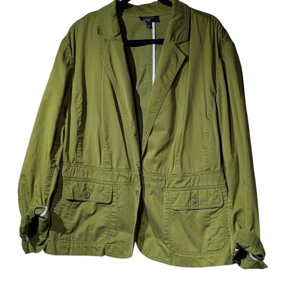 Talbots Green Twill Unlined Twill Safari Style Jacket Womens Plus Size 20W - Picture 9 of 9
